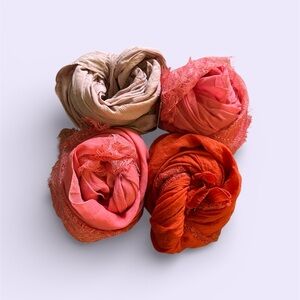 Elegant Women's Pashmina Scarf Set x4 - Pink, Orange